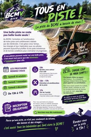 Tous en piste ! Le BCMV a besoin de vous